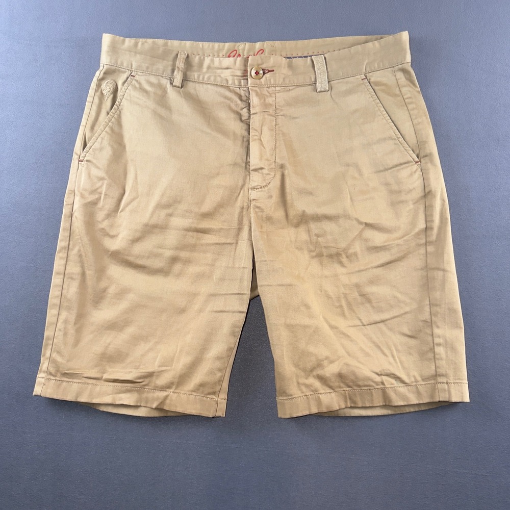 Robert Graham Mens Classic Fit Khaki Tan Chino Shorts Size 34 Stretch Cotton